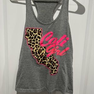 California Republic Leopard Map Design Tank Top, Sz S